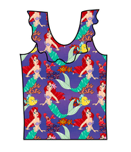 Load image into Gallery viewer, Under The Sea Swim Ruffle Neck Swim Top