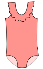 Load image into Gallery viewer, Swim Solids Swim Preorder Ruffle Neck One Piece Swim Suit