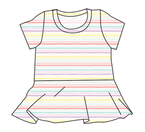 Easter Stripes Ladies' Peplum Top