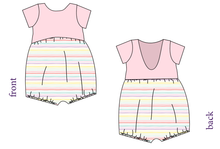 Load image into Gallery viewer, Easter Stripes Low Back Romper and Bubble Romper