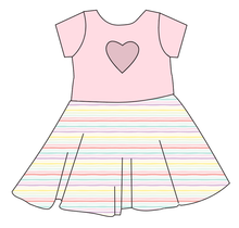 Load image into Gallery viewer, Easter Stripes Molly Heart Back Twirly Dress