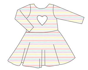 Easter Stripes Molly Heart Back Twirly Dress