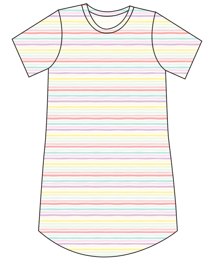 Easter Stripes Ladies' T-Shirt Dress