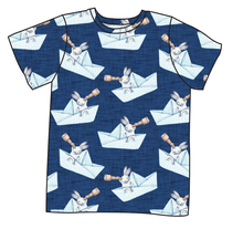 Load image into Gallery viewer, Blue Paper Boat Bunnies Basic Tee and Tank