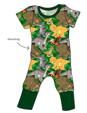 Load image into Gallery viewer, Prehistoric Pals Grow With Me Pants And Shorts Romper