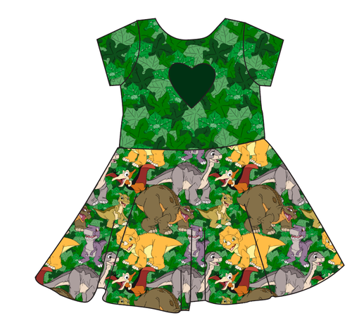 Prehistoric Pals Molly Heart Back Twirly Dress