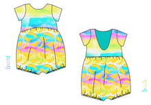 Load image into Gallery viewer, Neon Bananas Low Back Romper and Bubble Romper