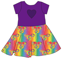 Load image into Gallery viewer, Rainbow Lollipops Molly Heart Back Twirly Dress