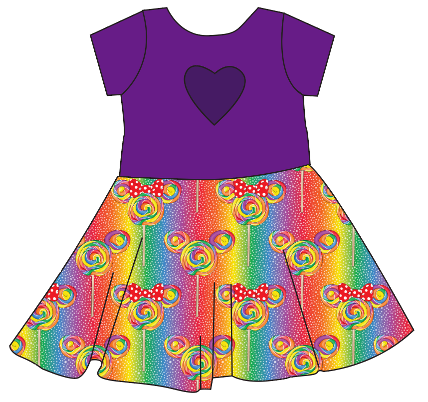 Rainbow Lollipops Molly Heart Back Twirly Dress