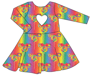 Rainbow Lollipops Molly Heart Back Twirly Dress