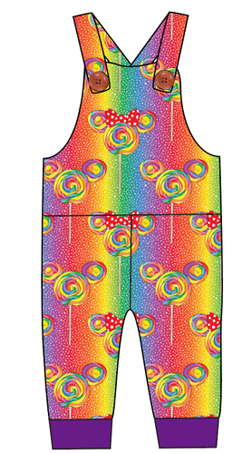 Rainbow Lollipops Overalls and Shortalls