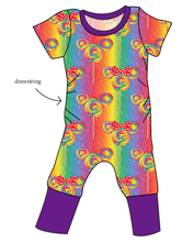 Load image into Gallery viewer, Rainbow Lollipops Grow With Me Pants And Shorts Romper