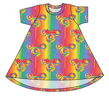 Load image into Gallery viewer, Rainbow Lollipops Basic T-Shirt Dress