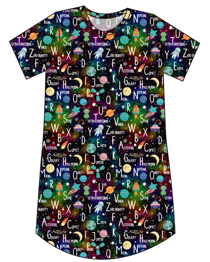 ABC Galaxy Ladies' T-Shirt Dress