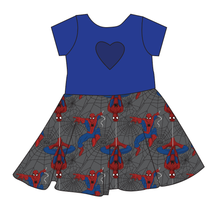 Load image into Gallery viewer, Spectacular Spidey Molly Heart Back Twirly Dress