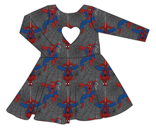 Load image into Gallery viewer, Spectacular Spidey Molly Heart Back Twirly Dress
