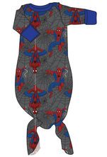 Load image into Gallery viewer, Spectacular Spidey Newborn Knotted Gown