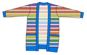 Rainbow Linen Stripes Ladies' Grandpa Cardigan
