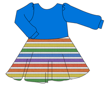 Load image into Gallery viewer, Rainbow Linen Stripes Prairie Dress