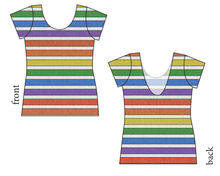 Load image into Gallery viewer, Rainbow Linen Stripes Ladies&#39; Low Back Ballerina Tee