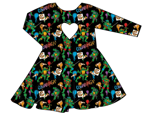 Cowabunga! Ninja Turtles Molly Heart Back Twirly Dress