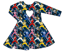 Load image into Gallery viewer, Mighty Morphin Molly Heart Back Twirly Dress