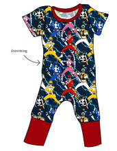 Load image into Gallery viewer, Mighty Morphin Grow With Me Pants And Shorts Romper