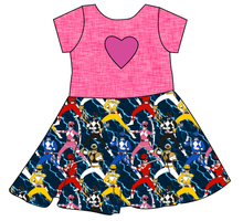 Load image into Gallery viewer, Mighty Morphin Molly Heart Back Twirly Dress