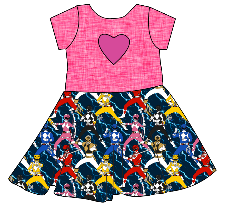 Mighty Morphin Molly Heart Back Twirly Dress