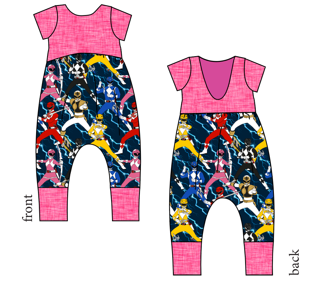 Mighty Morphin Low Back Romper and Bubble Romper