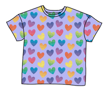 Load image into Gallery viewer, Rainbow Linen Hearts Oversized Tee