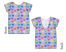 Load image into Gallery viewer, Rainbow Linen Hearts Low Back Ballerina Tee