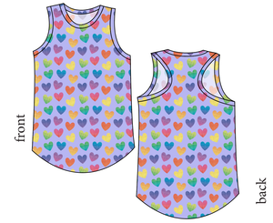 Rainbow Linen Hearts Ladies' Summer Tank