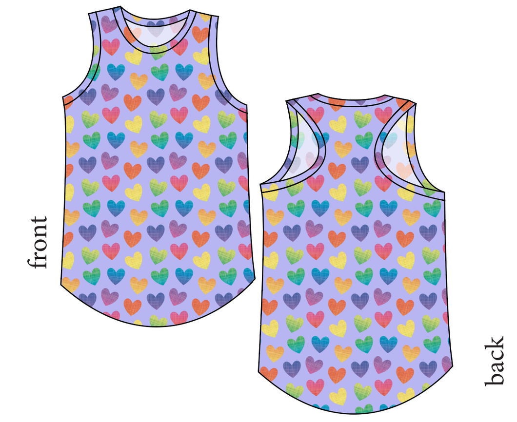 Rainbow Linen Hearts Ladies' Summer Tank