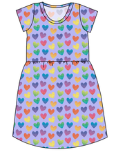 Load image into Gallery viewer, Rainbow Linen Hearts Ladies&#39; Play Dress