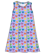Load image into Gallery viewer, Rainbow Linen Hearts Ladies&#39; Swing Dress