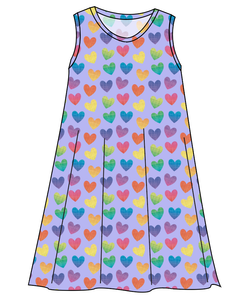 Rainbow Linen Hearts Ladies' Swing Dress