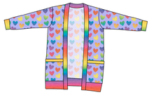 Load image into Gallery viewer, Rainbow Linen Hearts Ladies&#39; Grandpa Cardigan