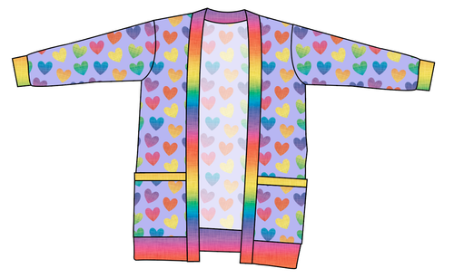 Rainbow Linen Hearts Ladies' Grandpa Cardigan