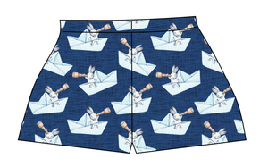 Blue Paper Boat Bunnies Ladies' Lounge Shorts