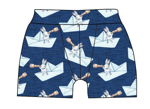 Blue Paper Boat Bunnies Mens' Boxer Briefs