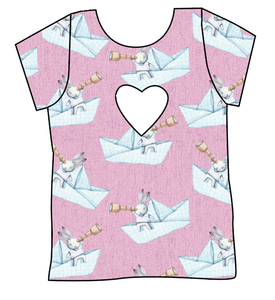 Rose Paper Boat Bunnies Cambria Heart Back Tee