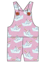 Load image into Gallery viewer, Rose Paper Boat Bunnies Overalls and Shortalls