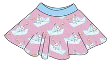 Load image into Gallery viewer, Rose Paper Boat Bunnies Circle Skirt