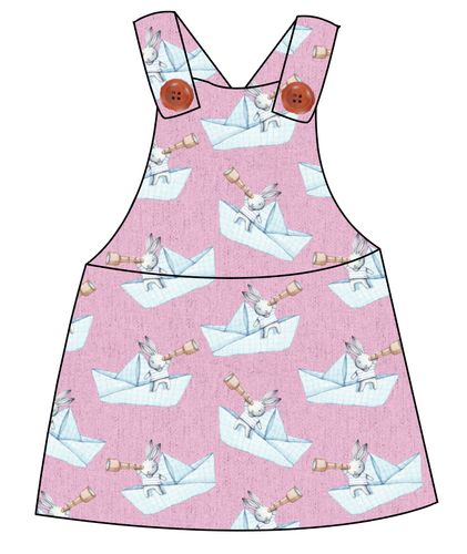 Rose Paper Boat Bunnies Skirt-Alls