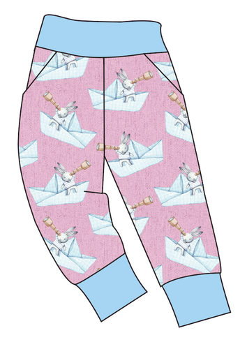 Rose Paper Boat Bunnies Basic Joggers And Jogger Shorts