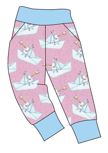 Rose Paper Boat Bunnies Basic Joggers And Jogger Shorts