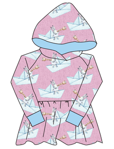 Rose Paper Boat Bunnies Peplum Hoodie (or Crewneck)