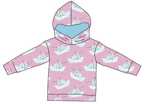 Rose Paper Boat Bunnies Ladies Oversized Hoodie