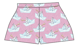 Rose Paper Boat Bunnies Ladies' Lounge Shorts